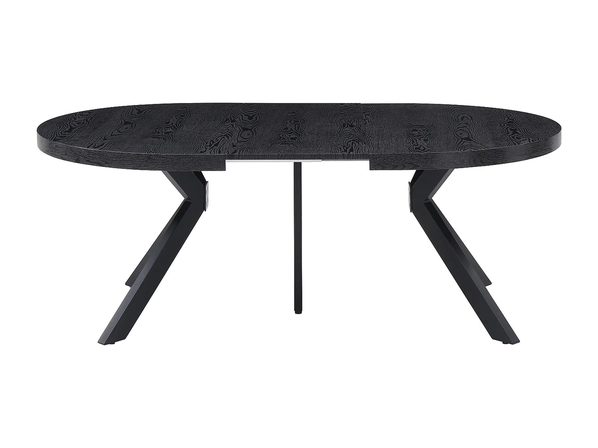 Table à manger Japandi extensible 6 à 12 personnes en MDF et acier noir 150 x 120 cm - Komoni