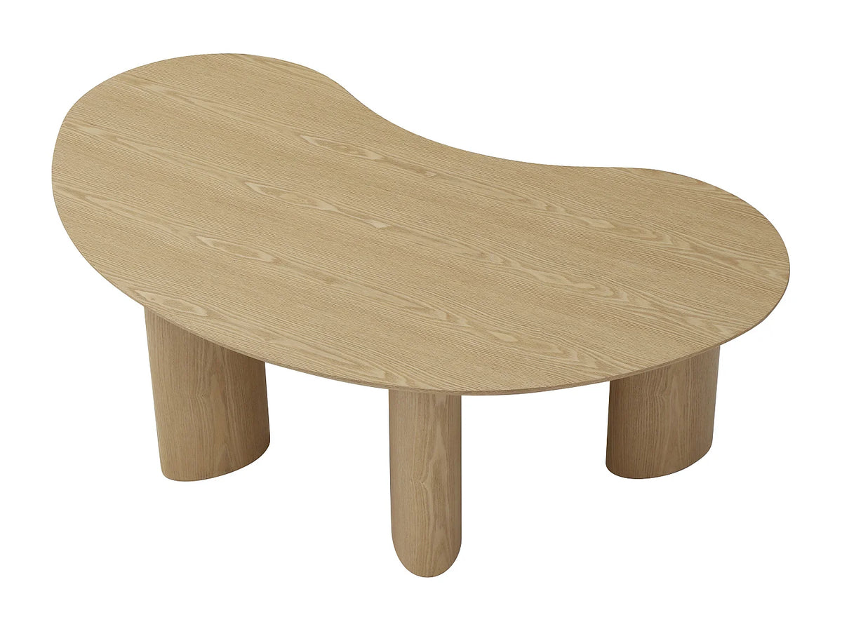 Table basse Japandi organique en placage de frêne naturel clair 120 x 70 cm - Calynor