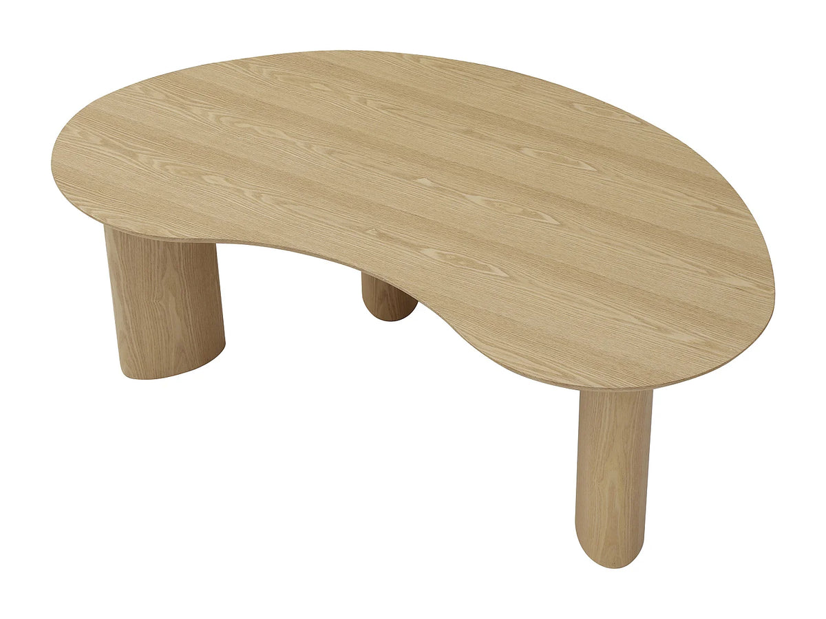 Table basse Japandi organique en placage de frêne naturel clair 120 x 70 cm - Calynor