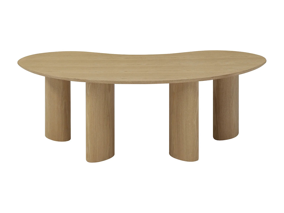 Table basse Japandi organique en placage de frêne naturel clair 120 x 70 cm - Calynor