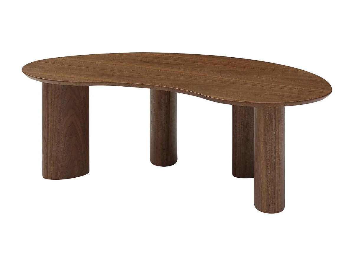 Table basse Japandi organique en placage de noyer naturel foncé 120 x 70 cm - Calynor