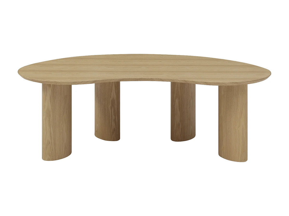 Table basse Japandi organique en placage de frêne naturel clair 120 x 70 cm - Calynor