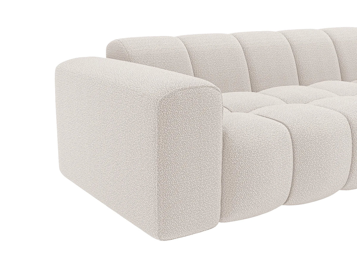 Canapé d'angle Japandi droit 4 places en tissu chenille beige 284 cm - Caleso