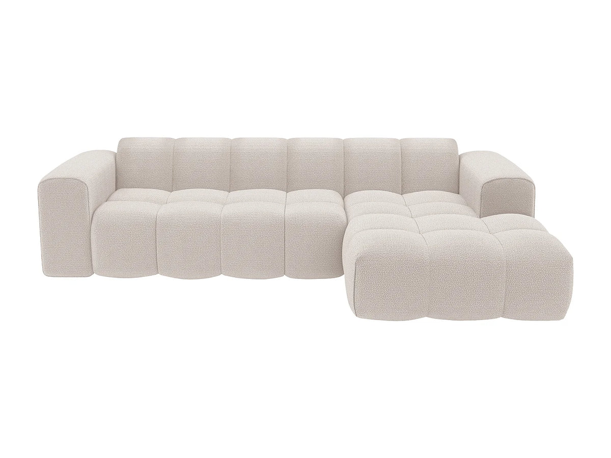 Canapé d'angle Japandi droit 4 places en tissu chenille beige 284 cm - Caleso
