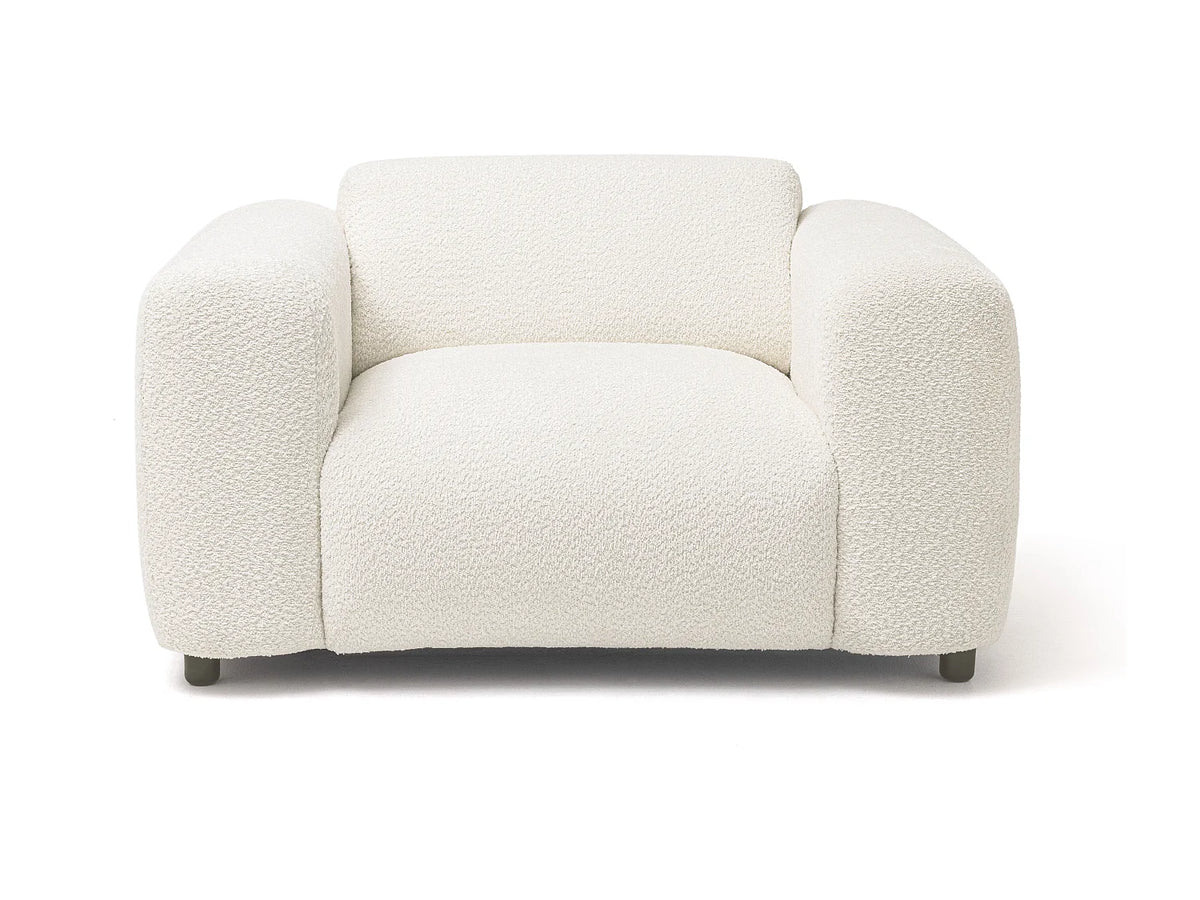 Fauteuil Japandi large en bouclette blanche - Pogni