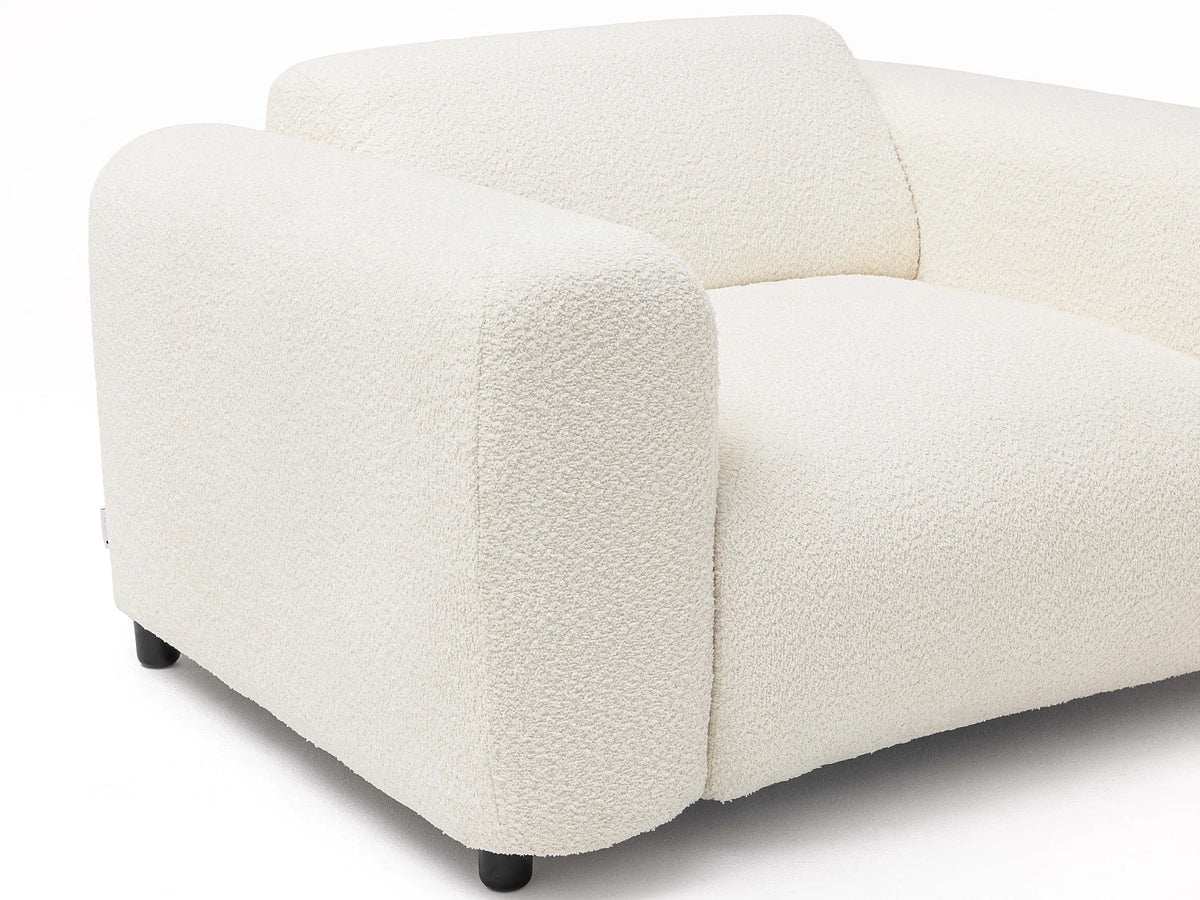 Fauteuil Japandi large en bouclette blanche - Pogni