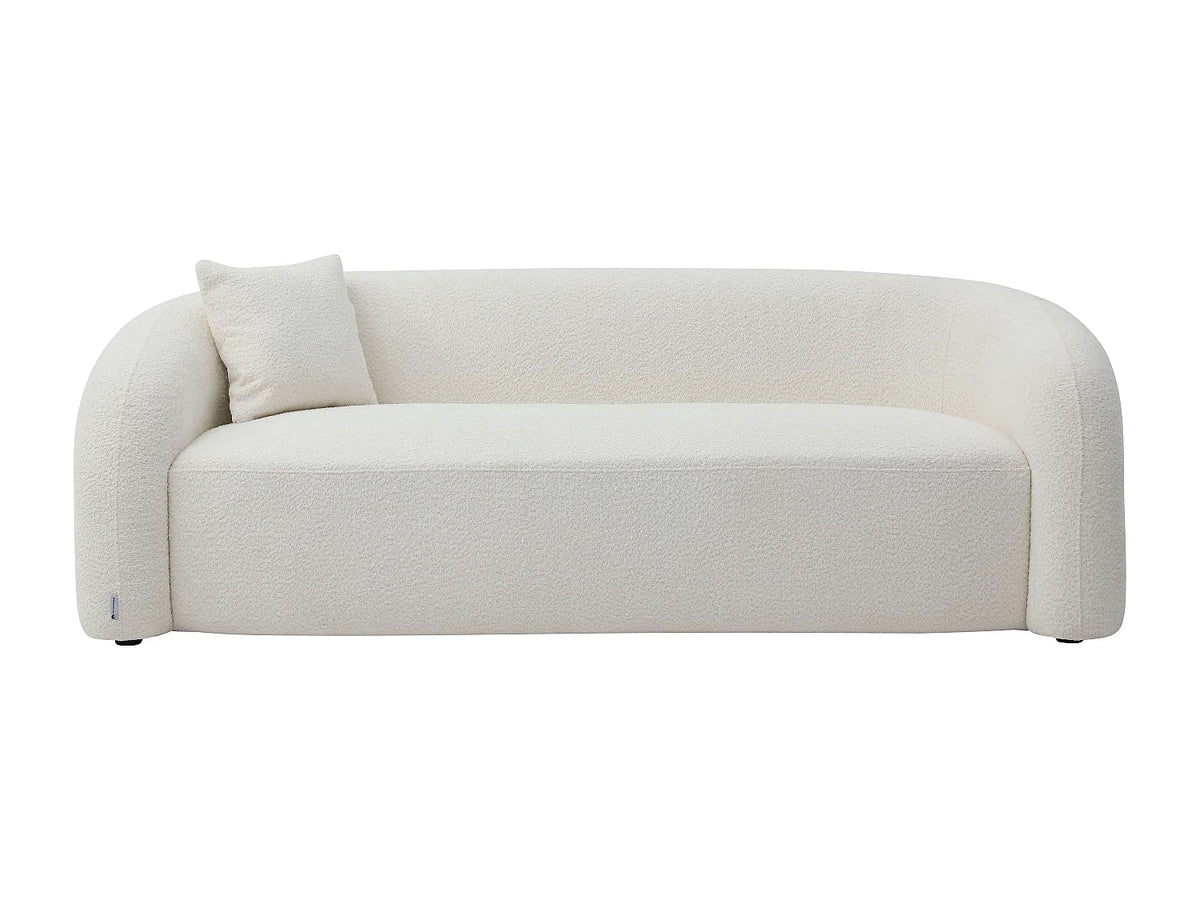 Canapé Japandi 3 places en bouclette blanche 220 cm - Lapiota