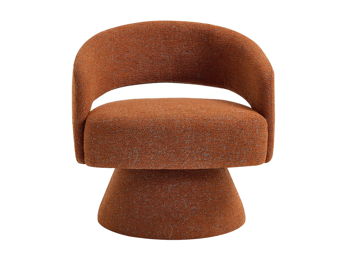 Fauteuil Japandi pivotant en tissu chenille terracotta - Fedote