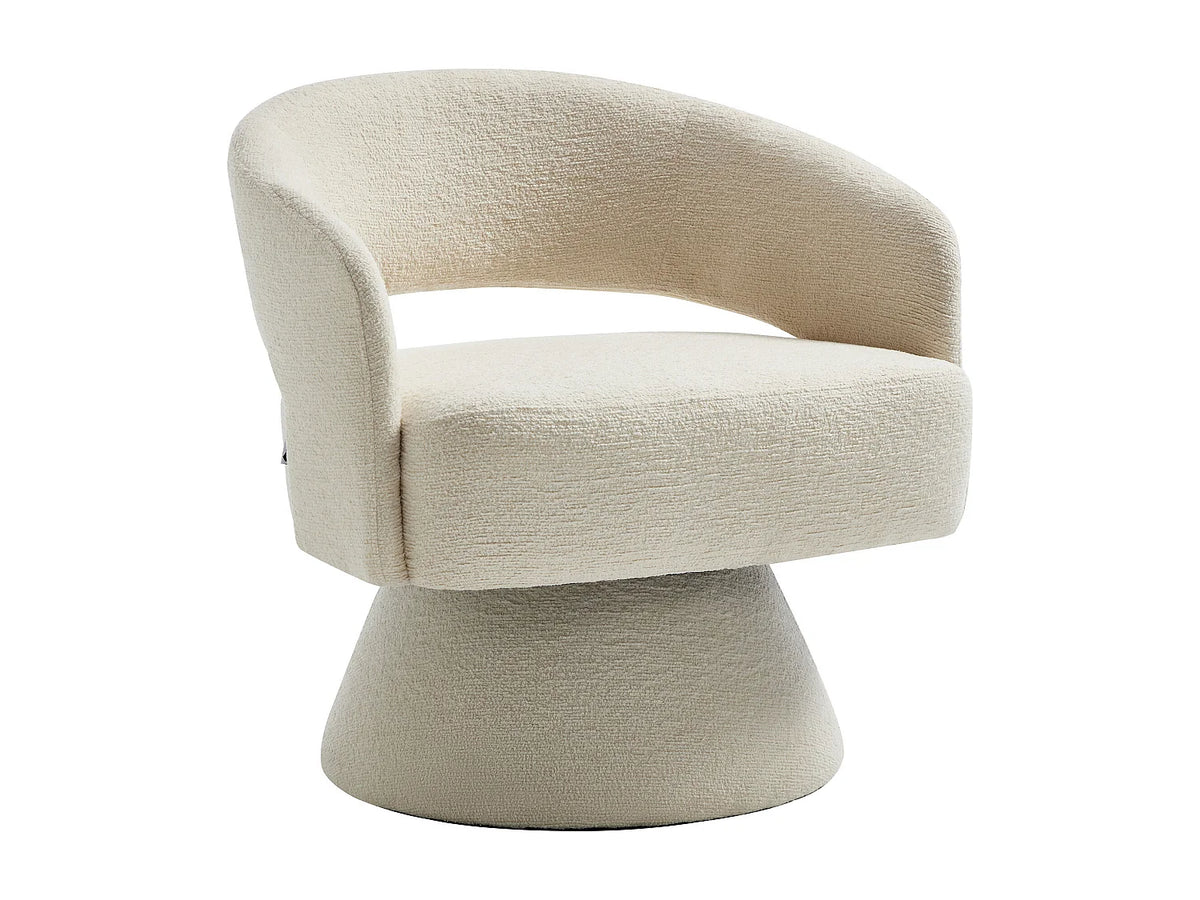 Fauteuil Japandi pivotant en tissu chenille beige - Fedote