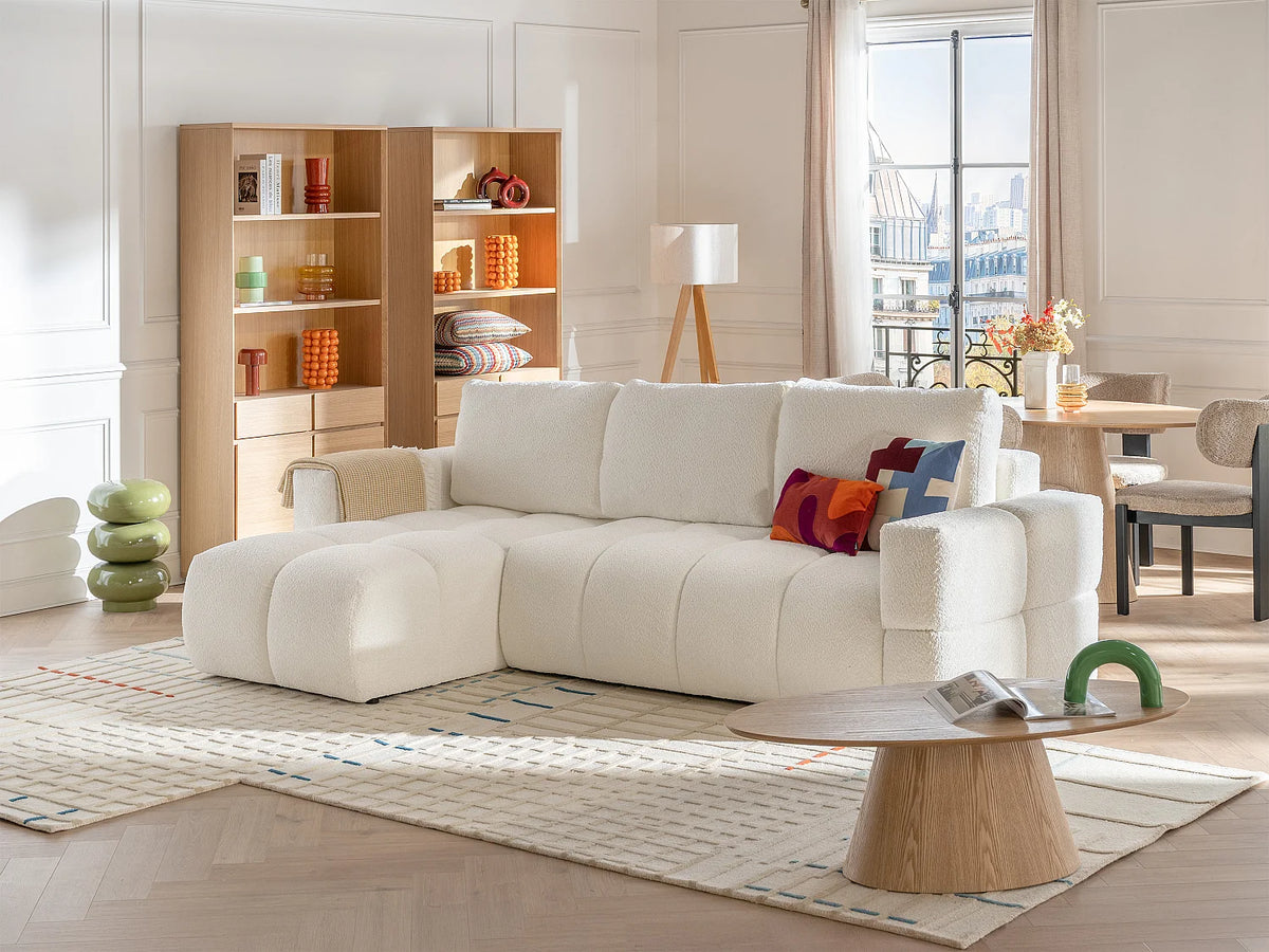 Table basse Japandi ovale en placage de chêne naturel clair 120 x 60 cm - Antelada