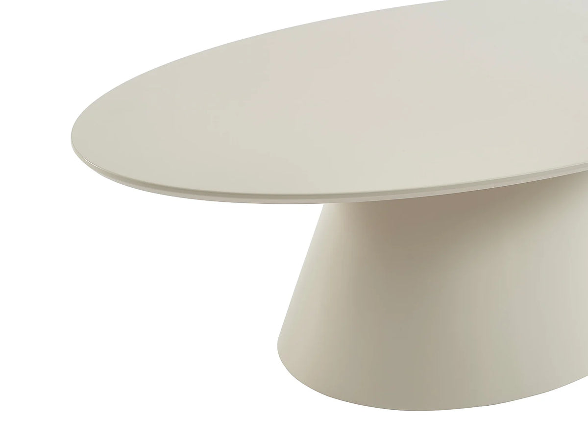 Table basse Japandi ovale en MDF laqué beige mat 120 x 60 cm - Antelada