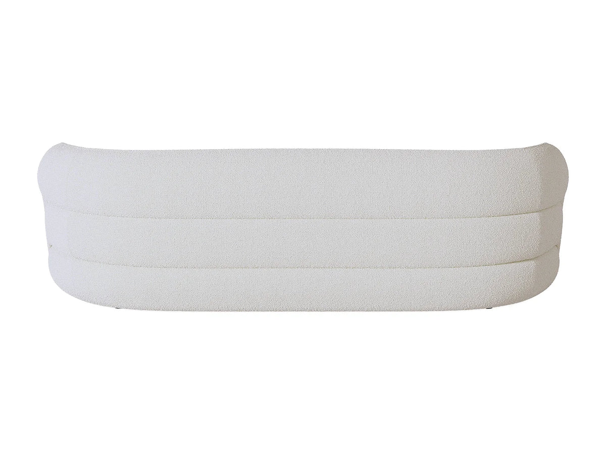 Canapé Japandi 3 places en bouclette blanche 220 cm - Lapiota