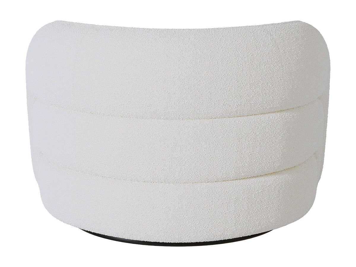 Fauteuil Japandi pivotant en bouclette blanche - Lapiota