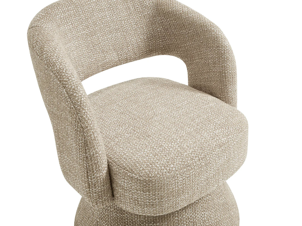 Fauteuil Japandi pivotant en tissu texturé beige - Narolia
