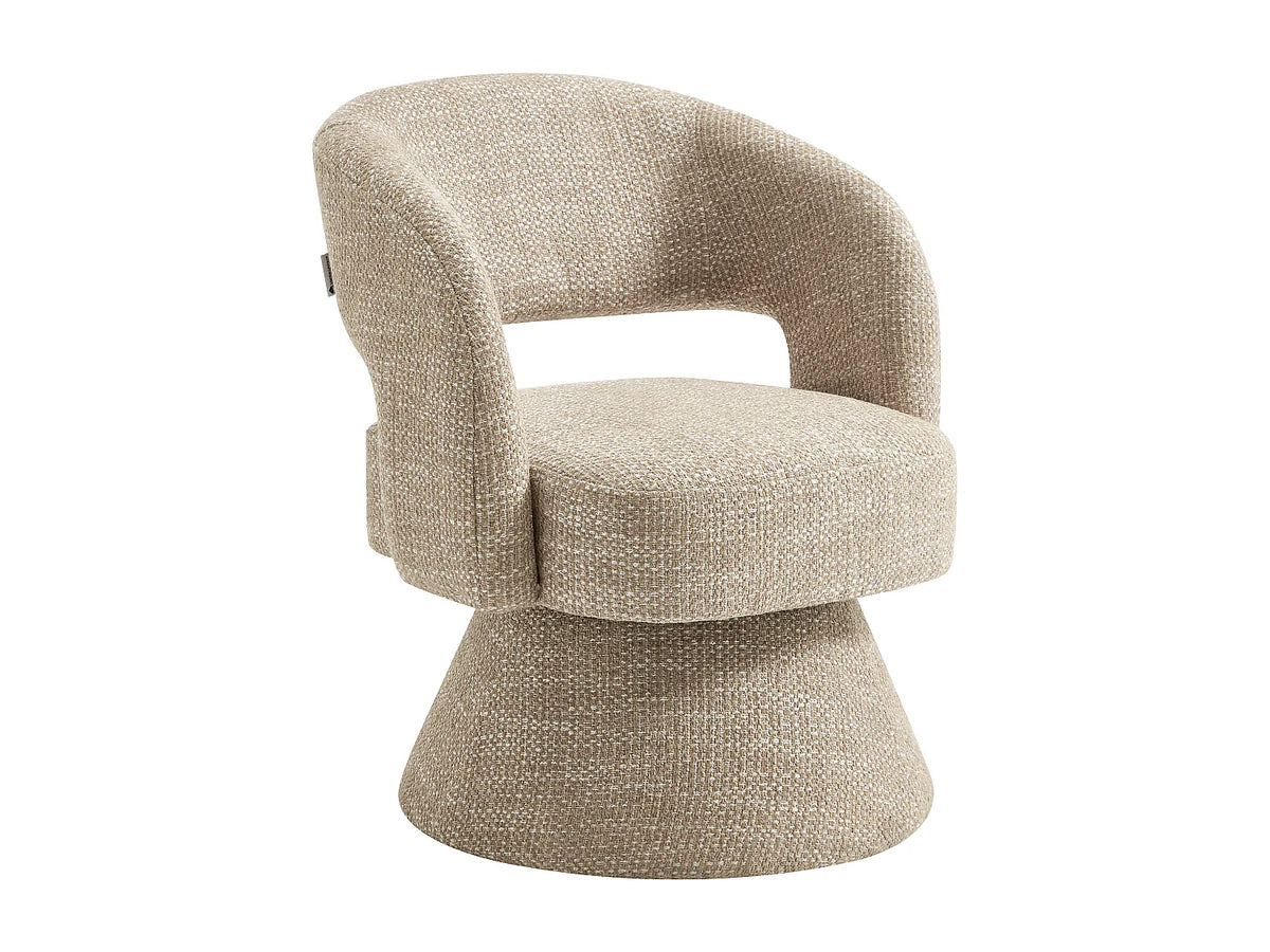 Fauteuil Japandi pivotant en tissu texturé beige - Narolia