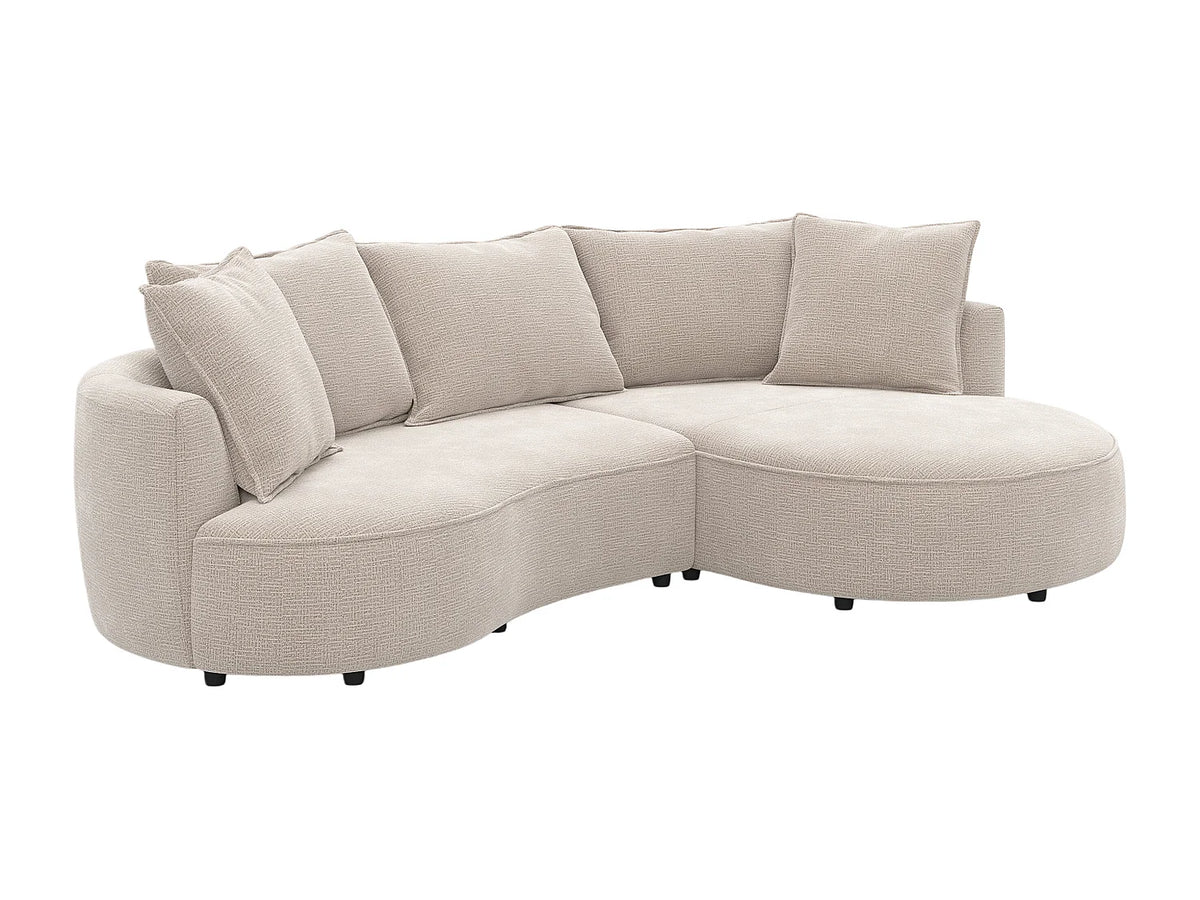 Canapé d'angle Japandi droit 5 places en tissu chenille taupe 260 cm - Ceprano