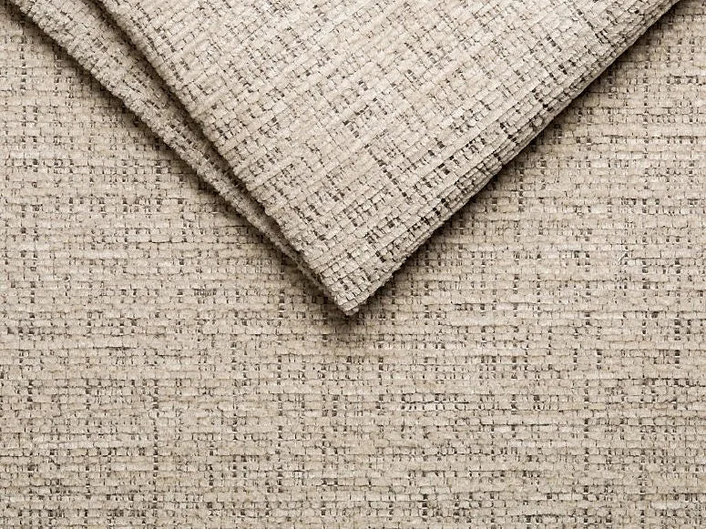 Canapé d'angle Japandi droit 5 places en tissu chenille taupe 260 cm - Ceprano