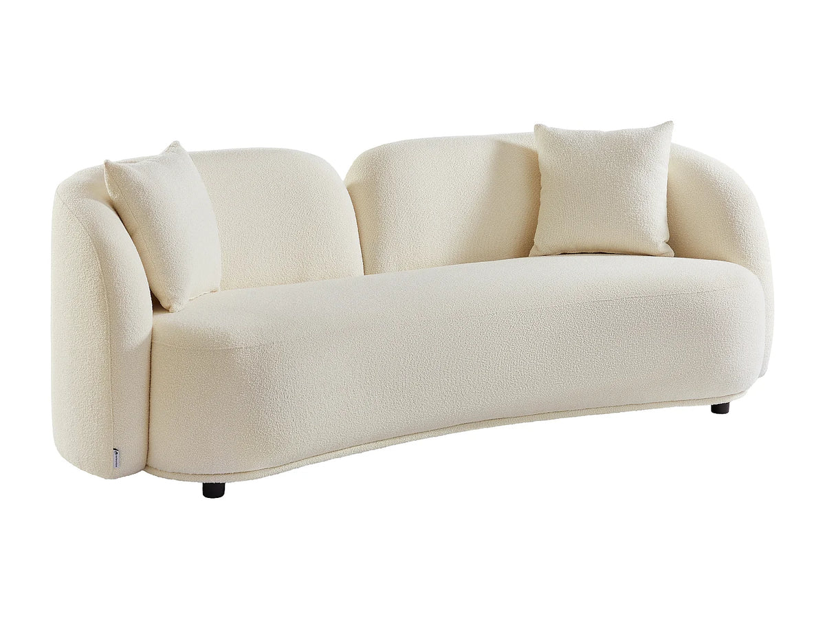 Canapé Japandi 3 places en bouclette blanche 226 cm - Linoria
