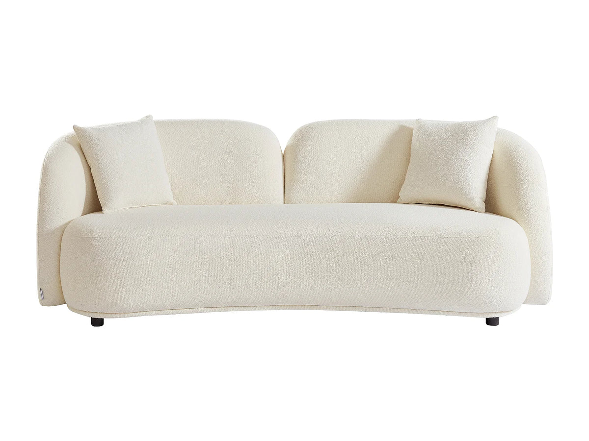 Canapé Japandi 3 places en bouclette blanche 226 cm - Linoria