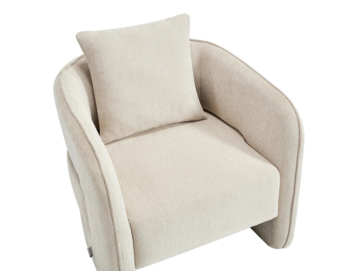 Fauteuil Japandi en tissu chiné beige - Lanito