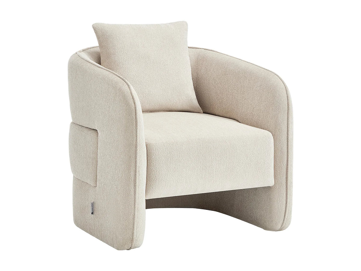 Fauteuil Japandi en tissu chiné beige - Lanito