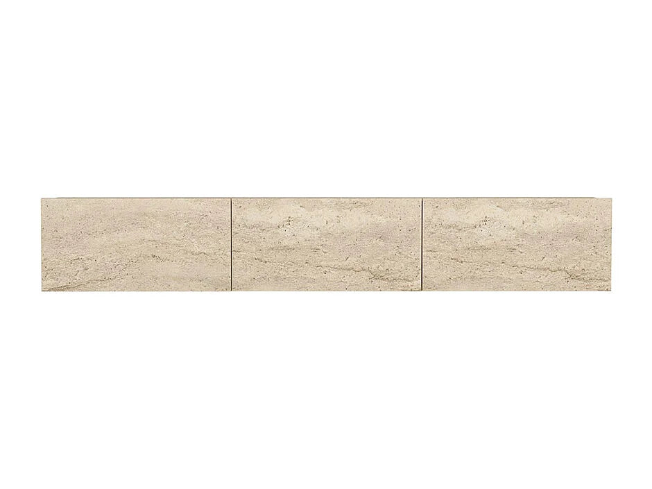 Meuble TV Japandi suspendu 3 portes effet travertin 180 x 29,5 cm - Vikila
