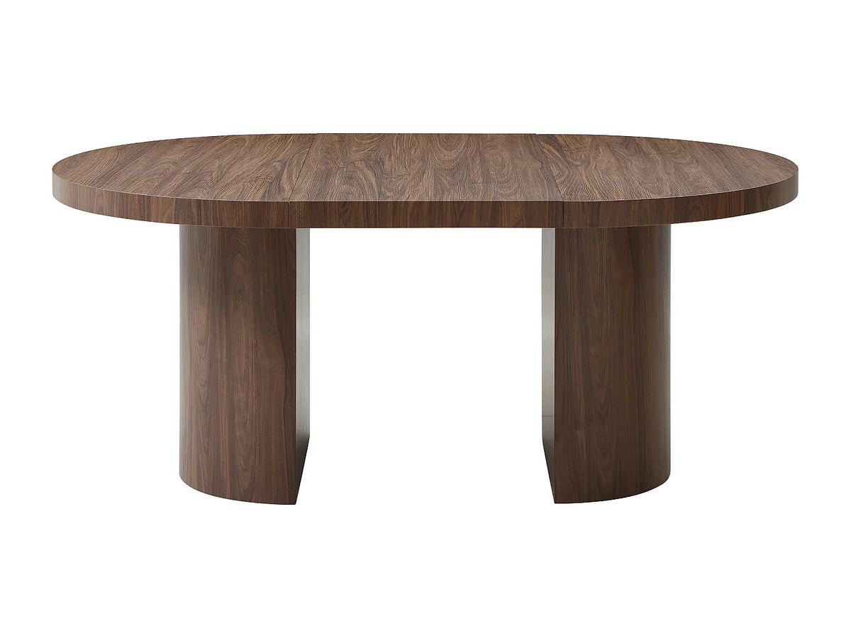 Table à manger ronde Japandi extensible 4 à 12 personnes en MDF naturel foncé Ø 120 cm - Sidrina