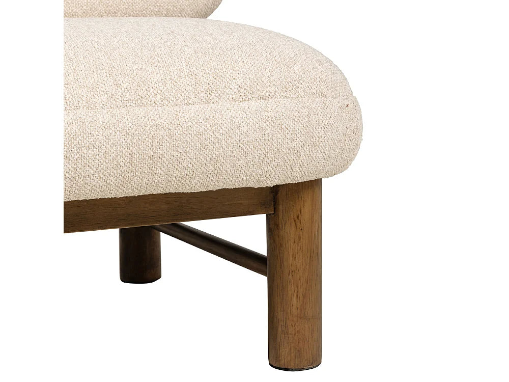 Fauteuil Japandi bas en bois et tissu bouclette beige - Nubo
