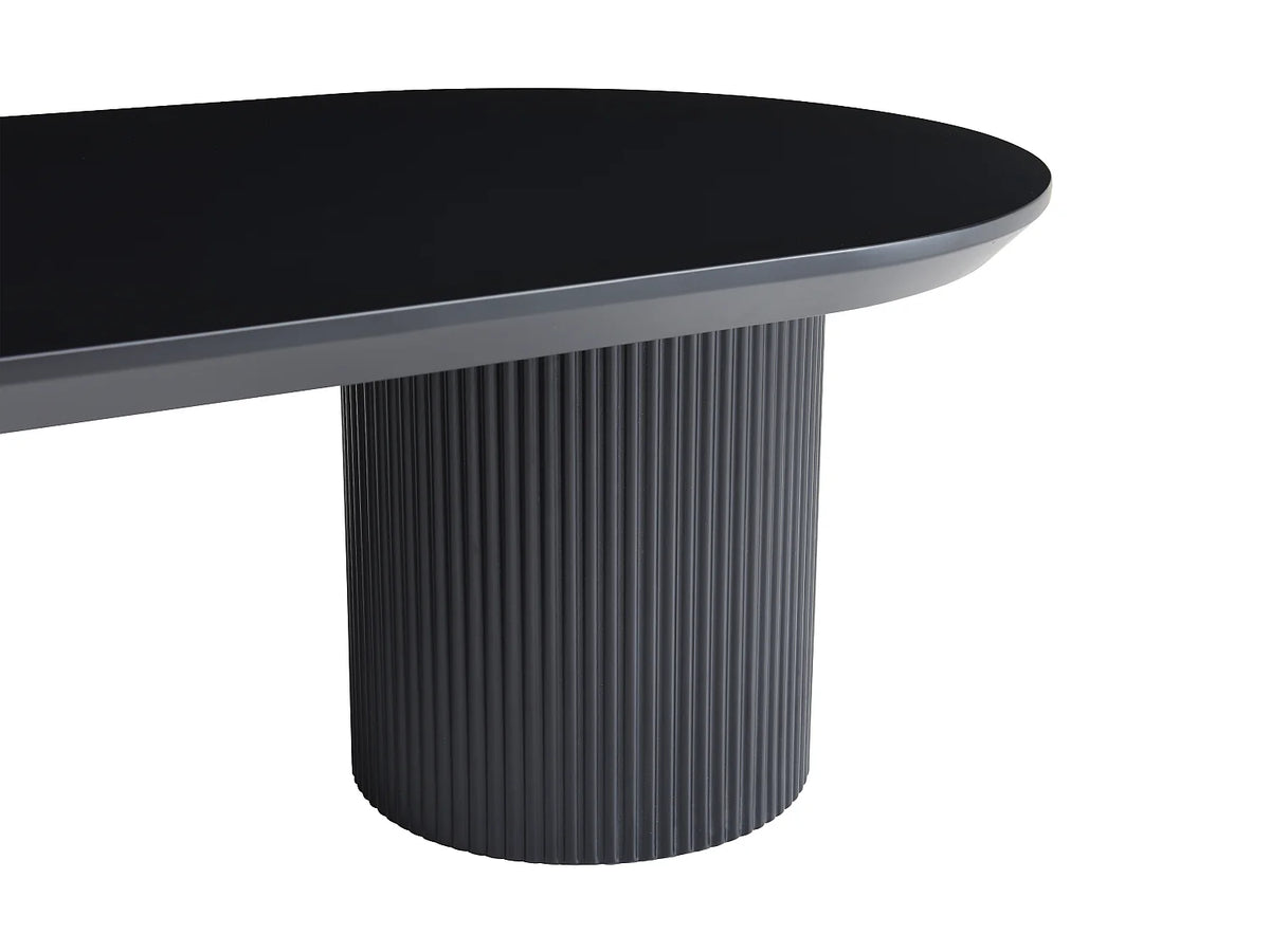 Table basse Japandi ovale en MDF laqué mat noir 120 x 60 cm - Lorimila