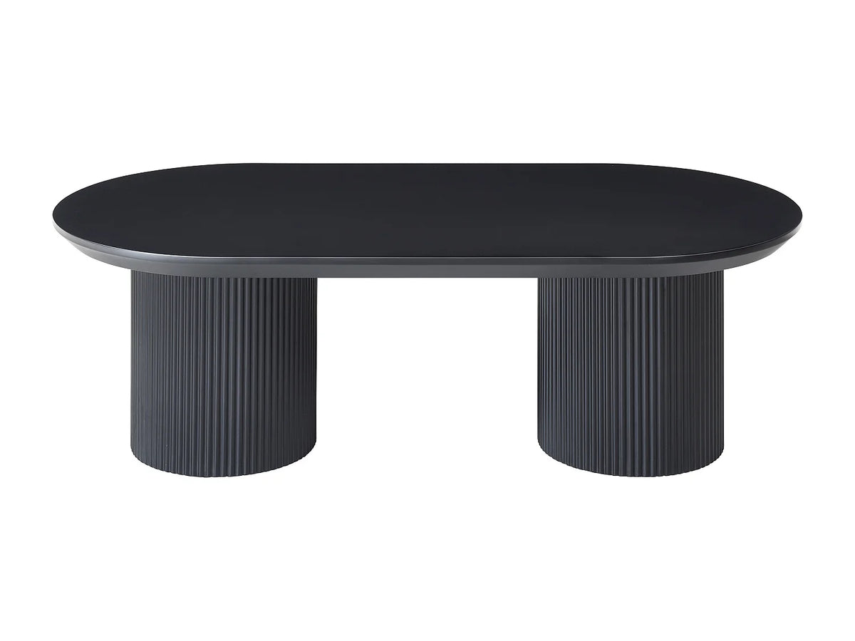 Table basse Japandi ovale en MDF laqué mat noir 120 x 60 cm - Lorimila