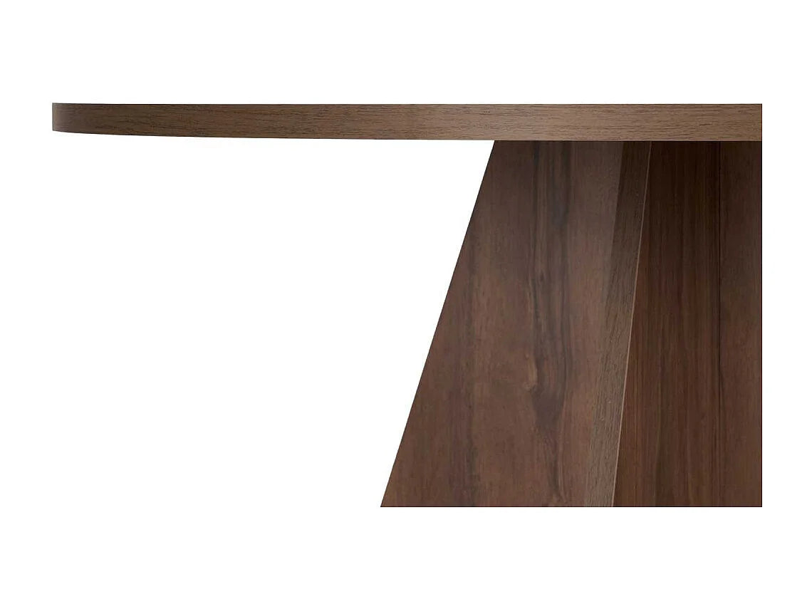 Table à manger ronde Japandi 6 personnes en aggloméré mélaminé naturel foncé Ø 120 cm - Virella