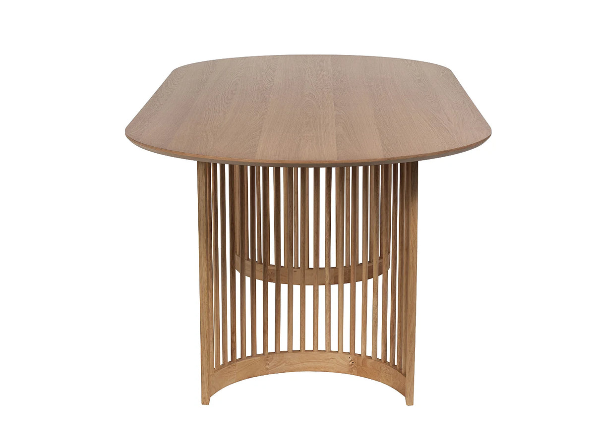 Table à manger ovale Japandi 8 personnes placage chêne et hévéa naturel 220 x 100 cm - Neliram
