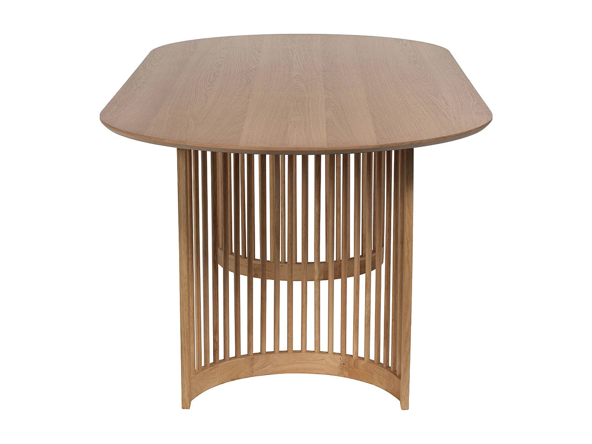 Table à manger ovale Japandi 8 personnes placage chêne et hévéa naturel 220 x 100 cm - Neliram