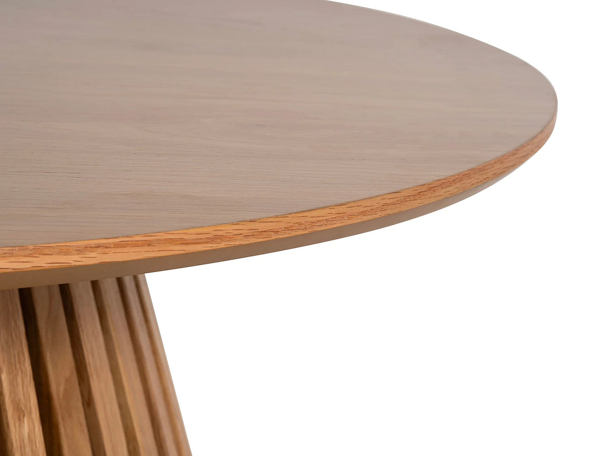 Table basse Japandi ronde en placage de chêne naturel clair Ø 90 cm - Carmiza