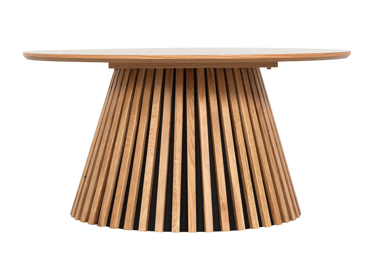 Table basse Japandi ronde en placage de chêne naturel clair Ø 90 cm - Carmiza