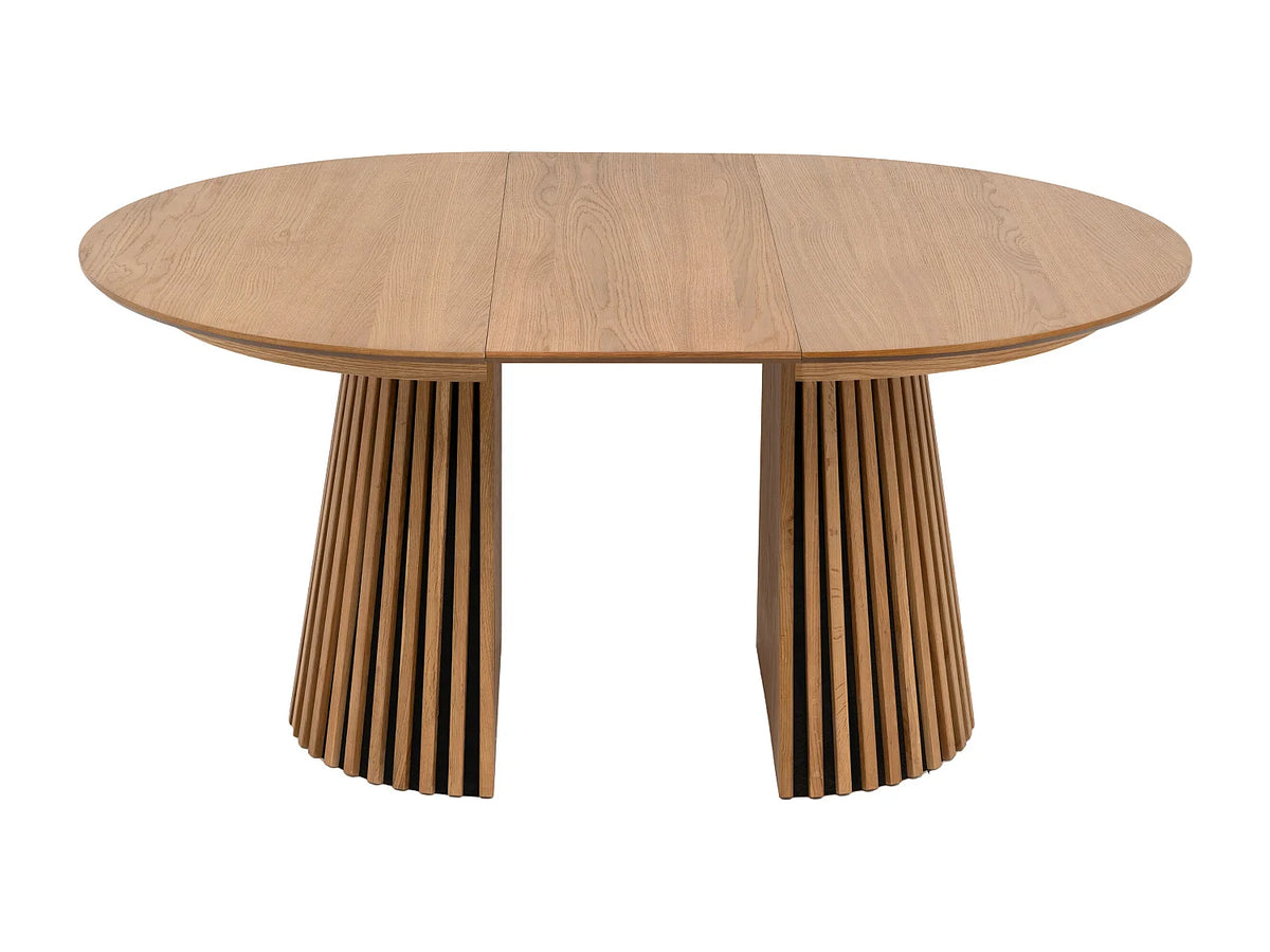 Table à manger ronde Japandi extensible 4 à 8 personnes placage chêne clair Ø 120 cm - Carmiza