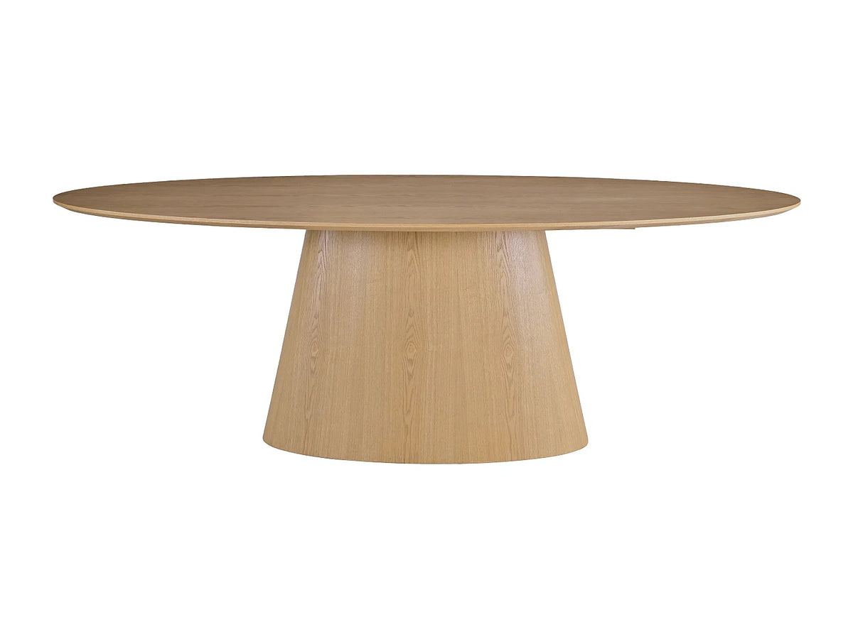 Table à manger ovale Japandi 8 personnes placage de frêne naturel clair 200 x 100 cm - Antelada