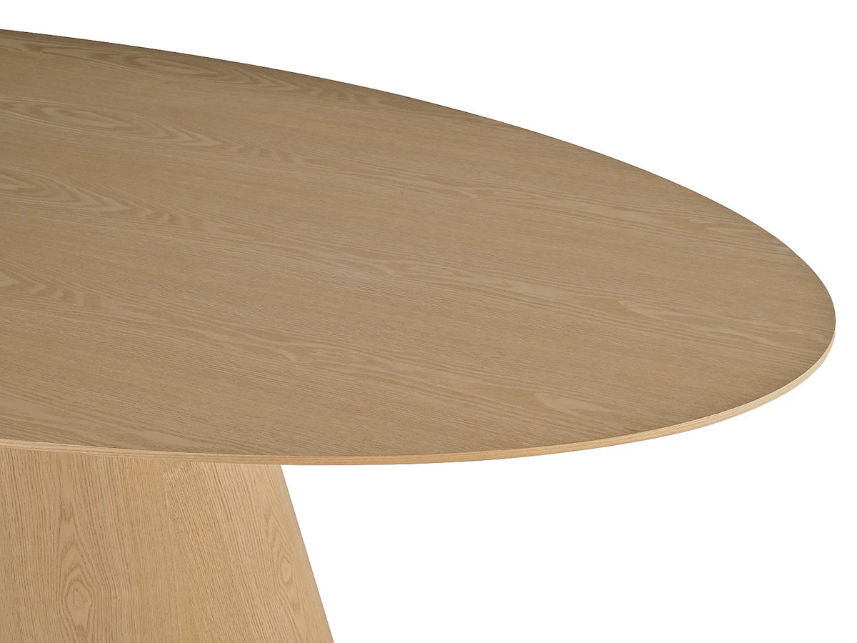Table à manger ovale Japandi 8 personnes placage de frêne naturel clair 200 x 100 cm - Antelada