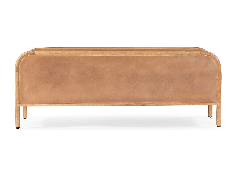 Meuble TV Japandi 2 portes et 2 niches en bois de manguier massif 150 x 55 cm - Bali