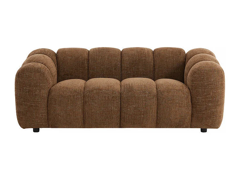 Canapé Japandi 2 places en tissu chenille marron 189 cm - Nelimar