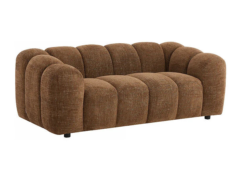 Canapé Japandi 2 places en tissu chenille marron 189 cm - Nelimar
