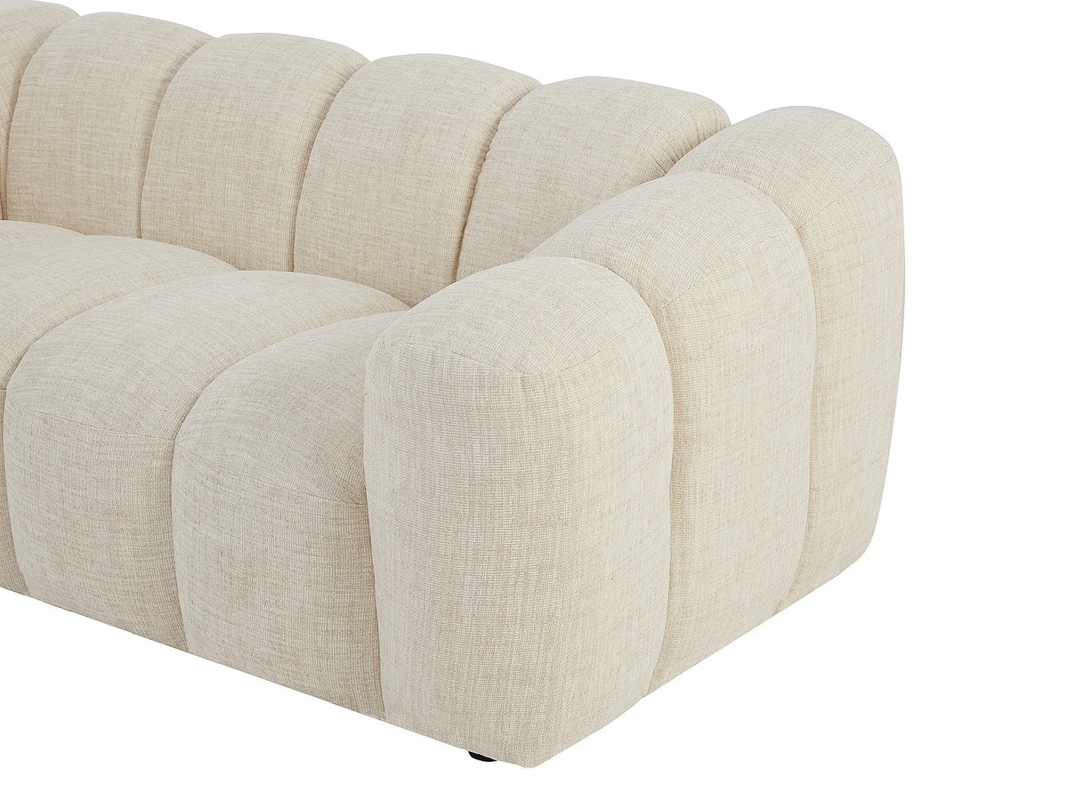 Canapé Japandi 2 places en tissu chenille beige 189 cm - Nelimar
