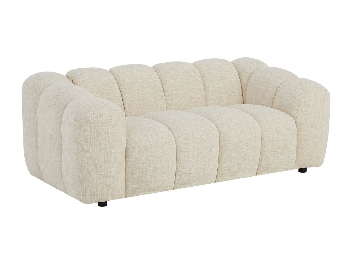 Canapé Japandi 2 places en tissu chenille beige 189 cm - Nelimar