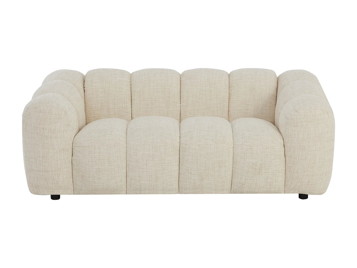 Canapé Japandi 2 places en tissu chenille beige 189 cm - Nelimar