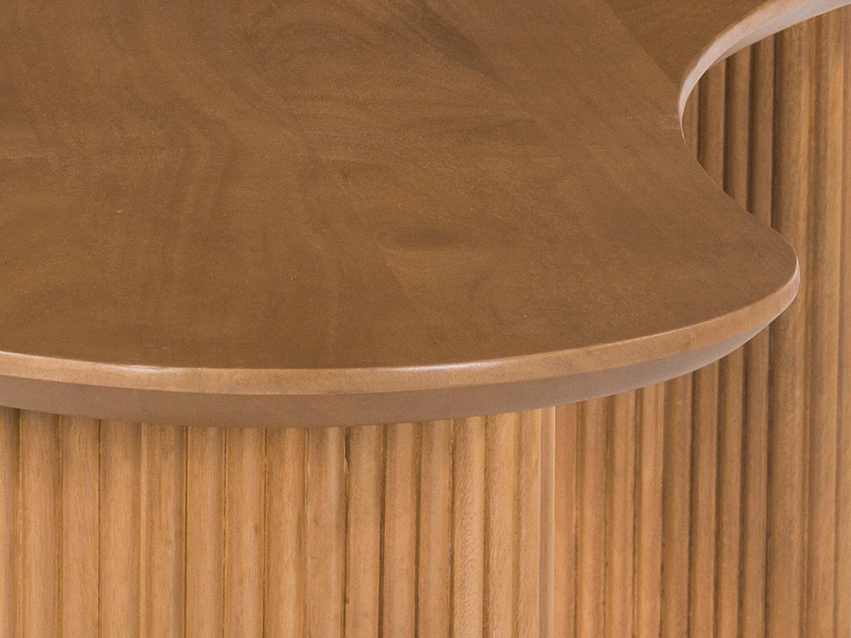 Table basse Japandi organique en bois de manguier naturel clair 120 x 70 cm - Tamenia