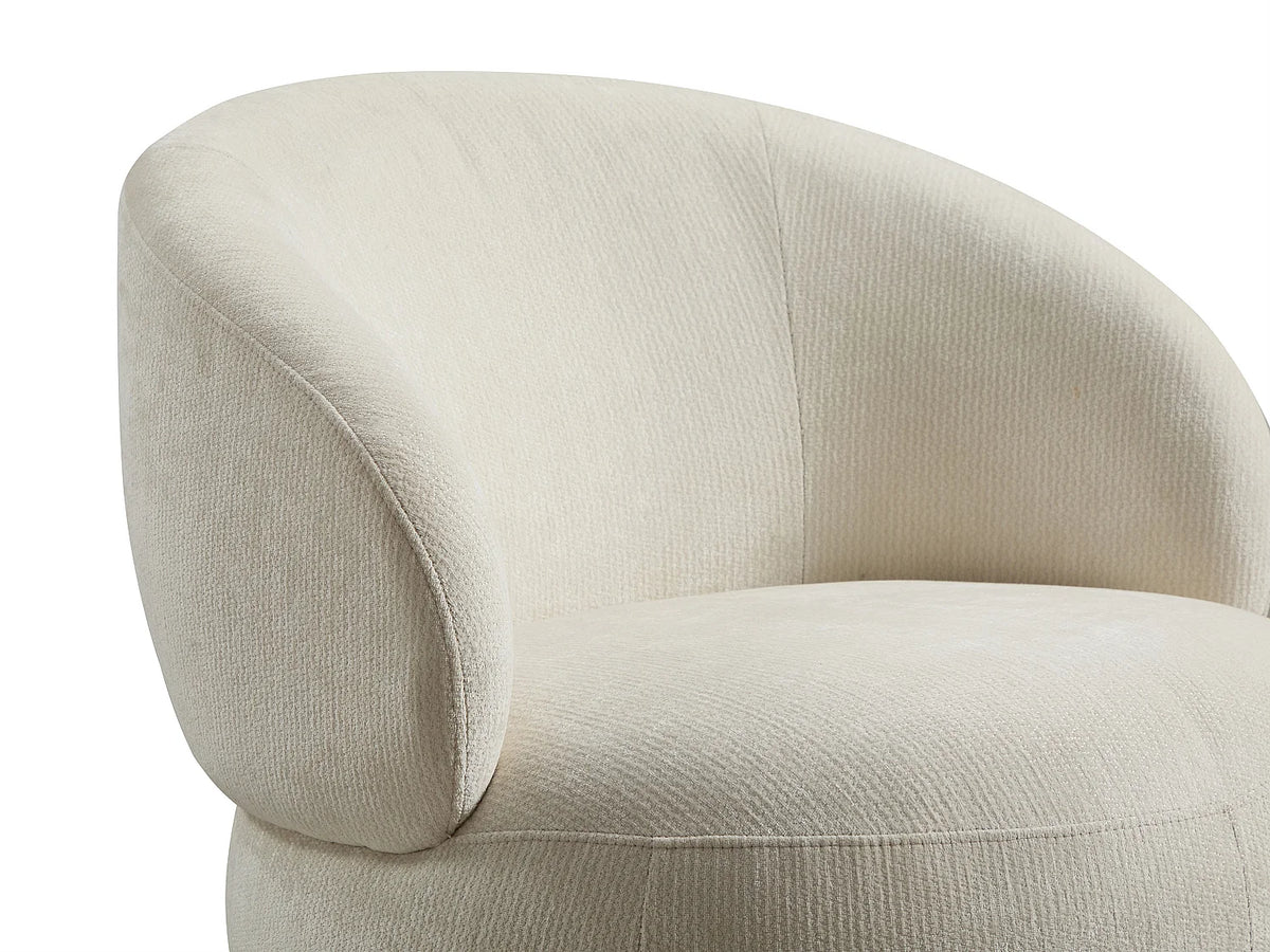 Fauteuil Japandi pivotant rond en tissu texturé beige - Lacazo