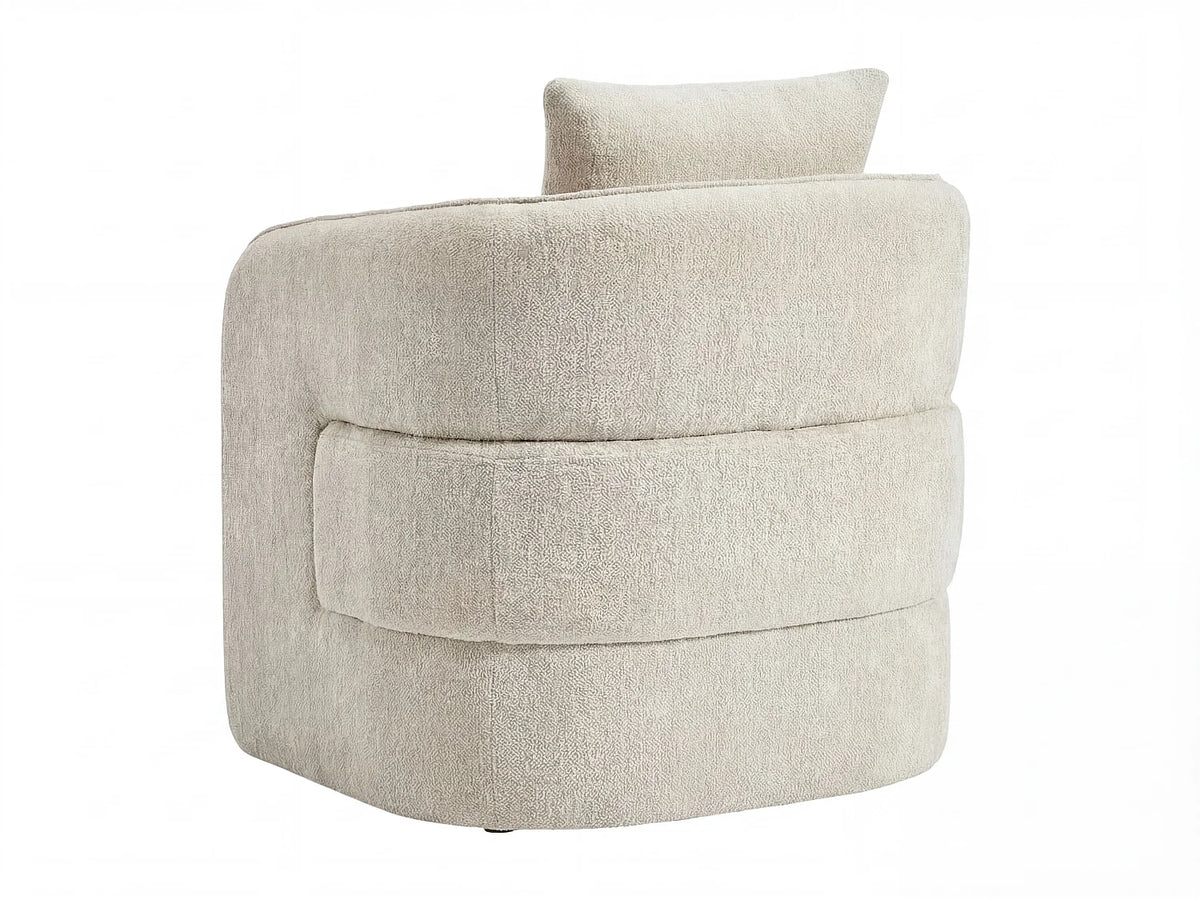 Fauteuil Japandi en tissu chiné beige - Lanito