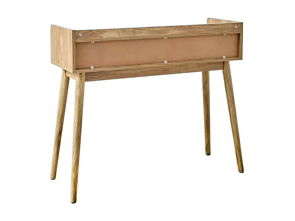 Console Japandi 2 tiroirs en rotin et bois naturel 100 x 85 cm - Palmo