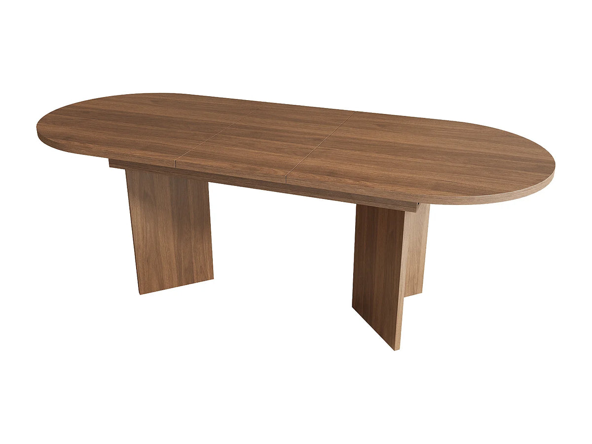 Table à manger ovale Japandi extensible 6 à 8 personnes en MDF marron 140 x 90 cm