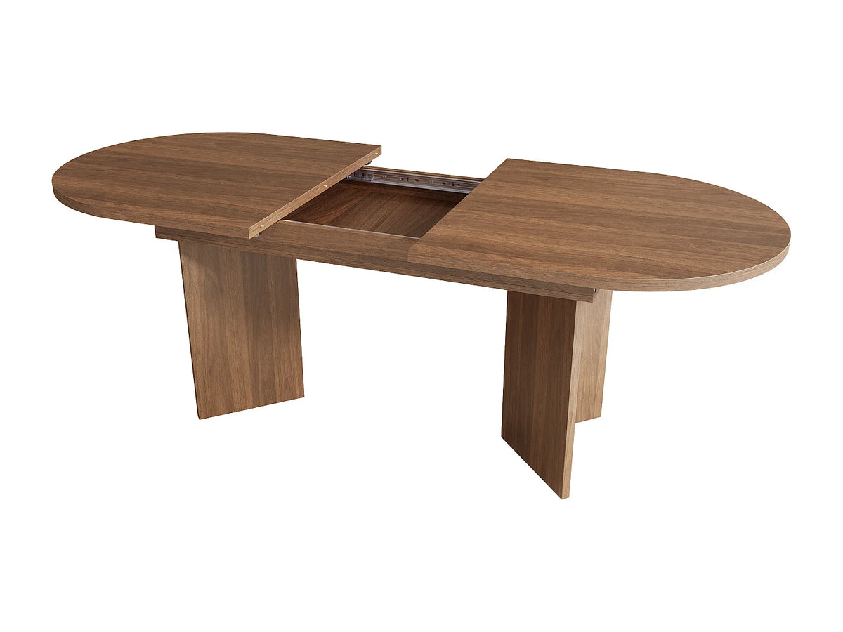 Table à manger ovale Japandi extensible 6 à 8 personnes en MDF marron 140 x 90 cm